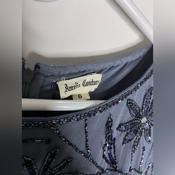 Amelia Couture Elegant Blue Beaded Evening Gown - Picture 8 of 15